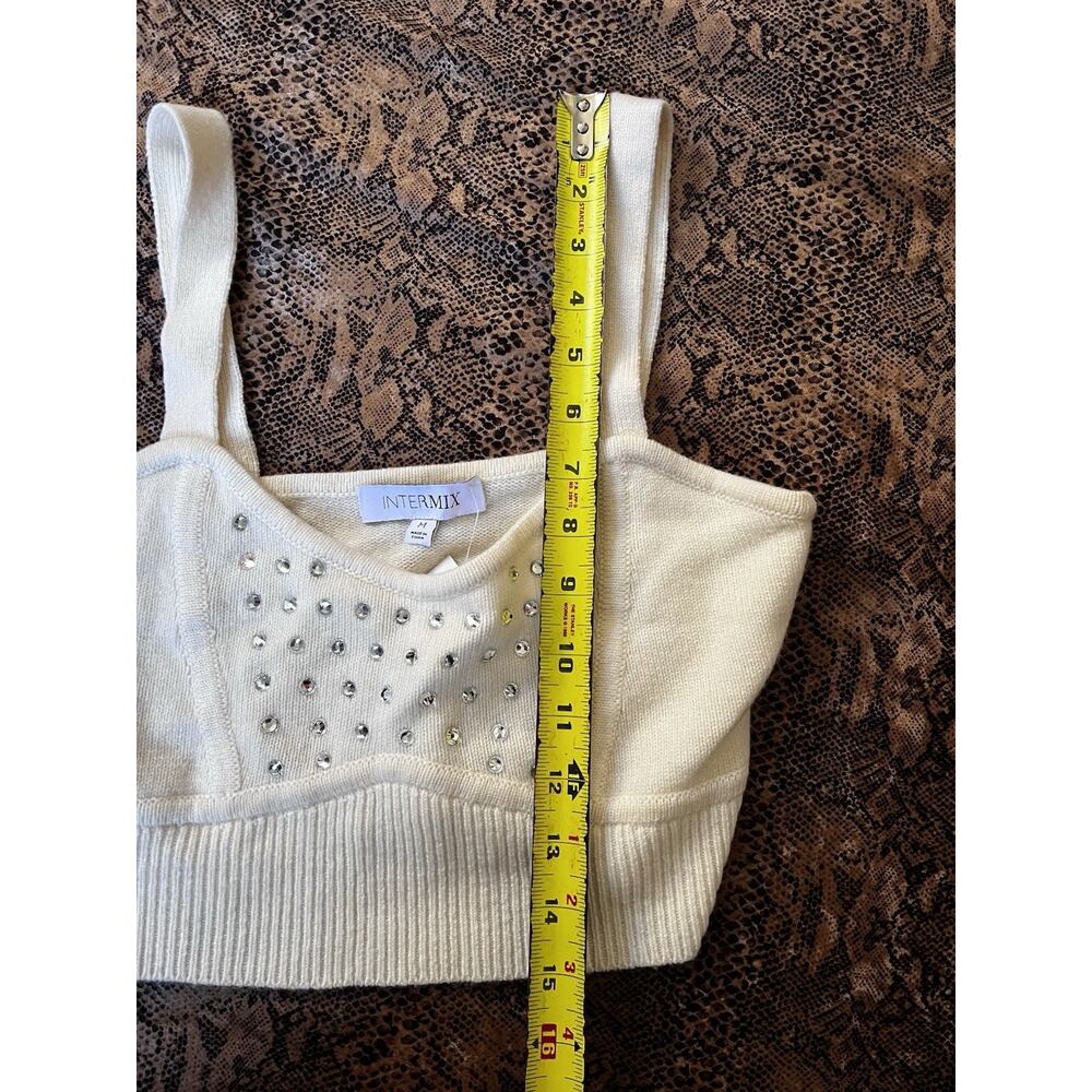 NWT Intermix Kelly Rhinestone Embellish Knit Ivory Bralette Wool Cashmere Medium - Picture 4 of 5